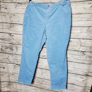 CROFT & BARROW PANTS SIZE 24W LIGHT BLUE CORDUROY STRAIGHT LEG MID RISE